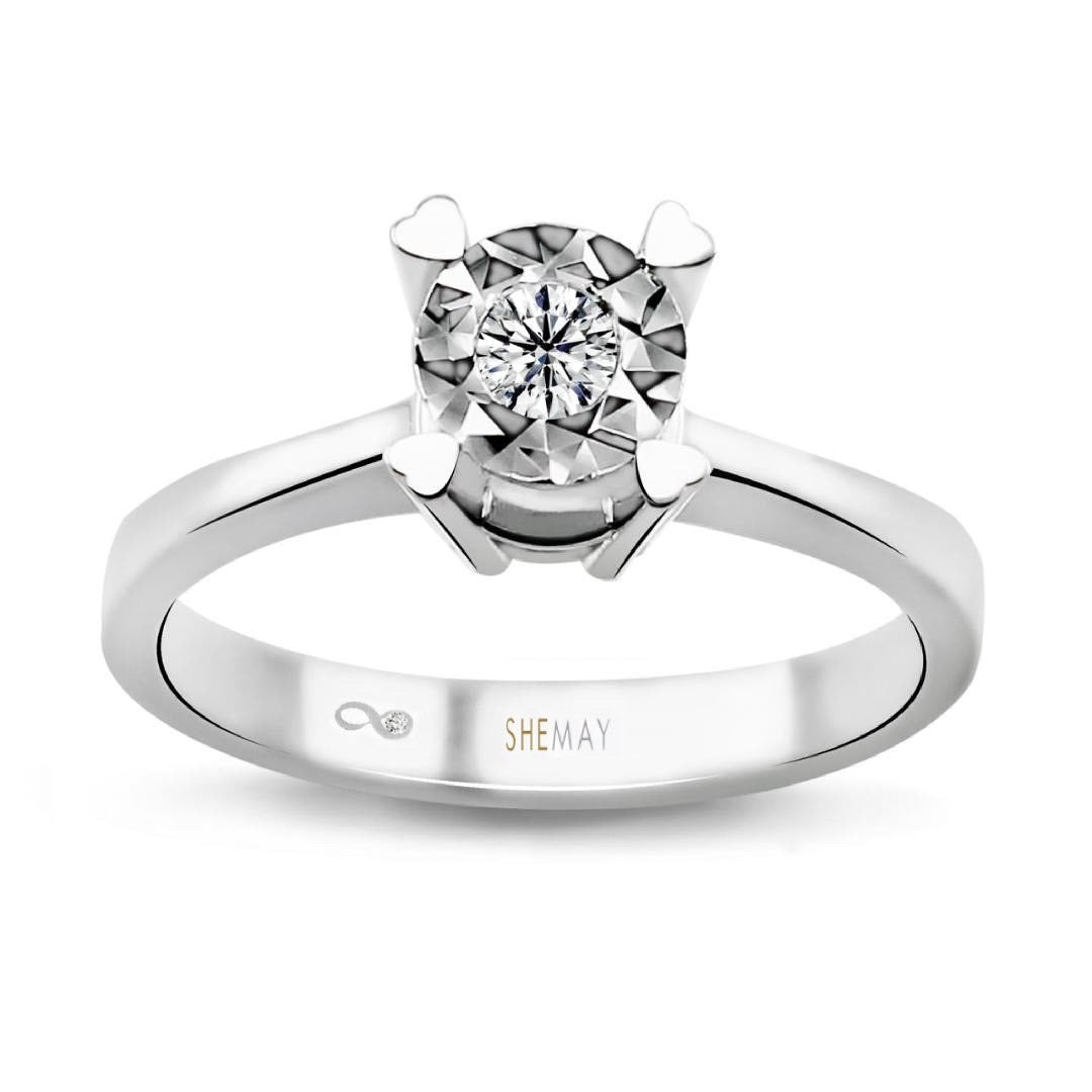 Златен пръстен сърца и диамант